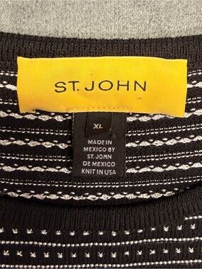 St. John Womens Black & White Striped Crewneck Sleeveless Sweater